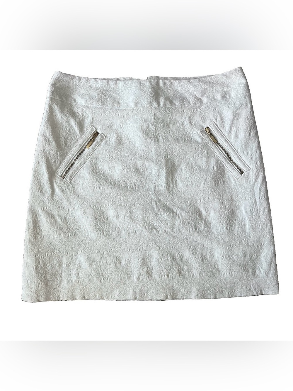 Worthington White Textured Mini Skirt with Zip Pockets